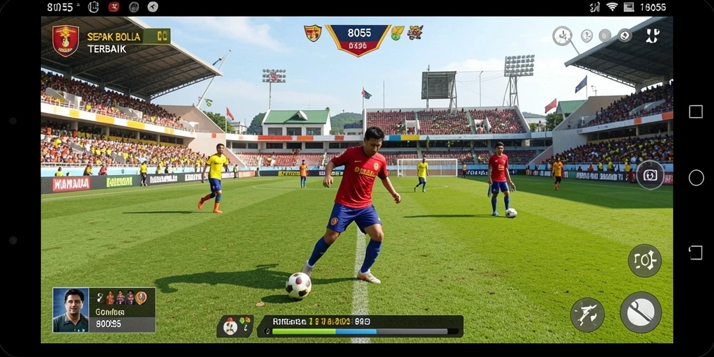 Tampilan gameplay seru dalam permainan sepak bola 8055.
