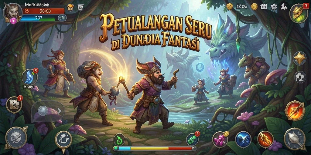 Screenshot menampilkan karakter utama yang tengah menjelajahi hutan misterius.