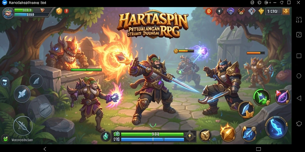 Tampilan gameplay HARTASPIN yang menakjubkan dalam pertempuran RPG.