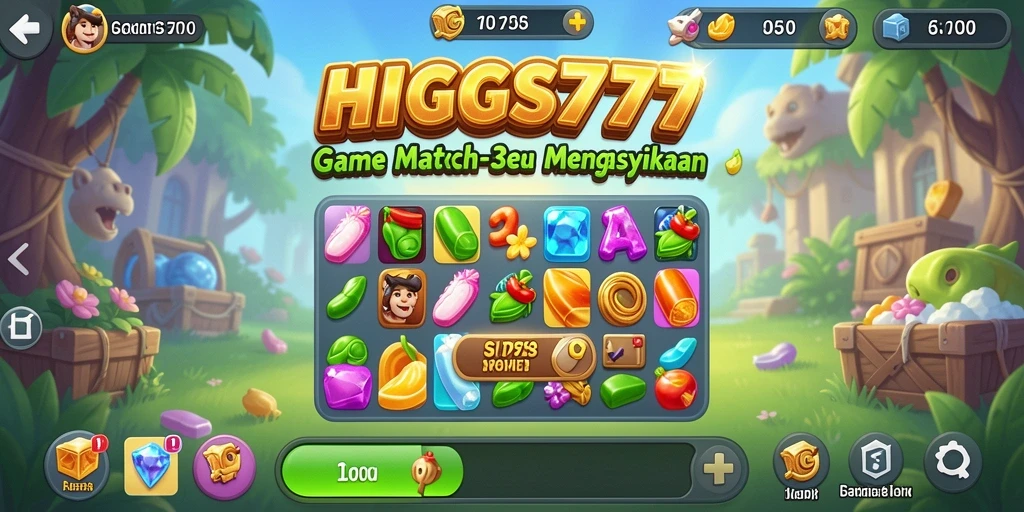 Gameplay seru HIGGS777 dengan elemen Match-3 yang menarik.
