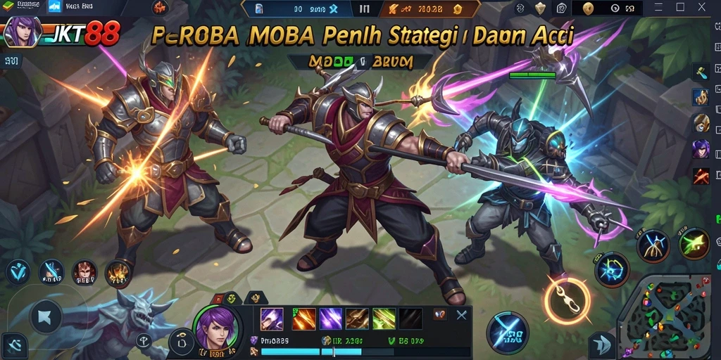 Tangkapan layar gameplay JKT88 di arena pertempuran MOBA.