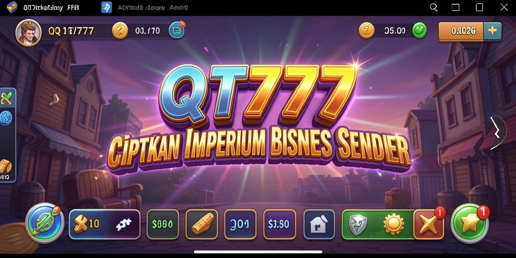 Tampilan gameplay QT777 menampilkan pembangunan kerajaan bisnis yang dinamis.