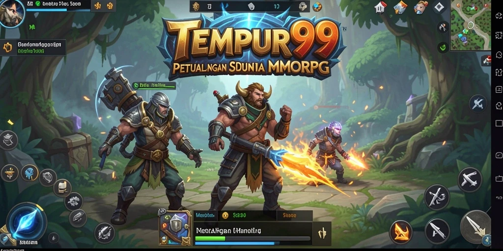 Tangkapan layar gameplay TEMPUR99 menunjukkan pertarungan seru dalam dunia MMORPG.